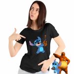 Fashion, accesorii si bijuterii - Femei - Imbracaminte femei - Tricouri si topuri femei - Tricou Femei Stitch Chitara, negru, marime XL - Infinity.ro