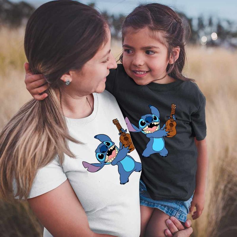 Fashion, accesorii si bijuterii - Femei - Imbracaminte femei - Tricouri si topuri femei - Tricou Femei Stitch Chitara, negru, marime XL - Infinity.ro