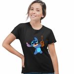 Fashion, accesorii si bijuterii - Femei - Imbracaminte femei - Tricouri si topuri femei - Tricou Femei Stitch Chitara, negru, marime XL - Infinity.ro