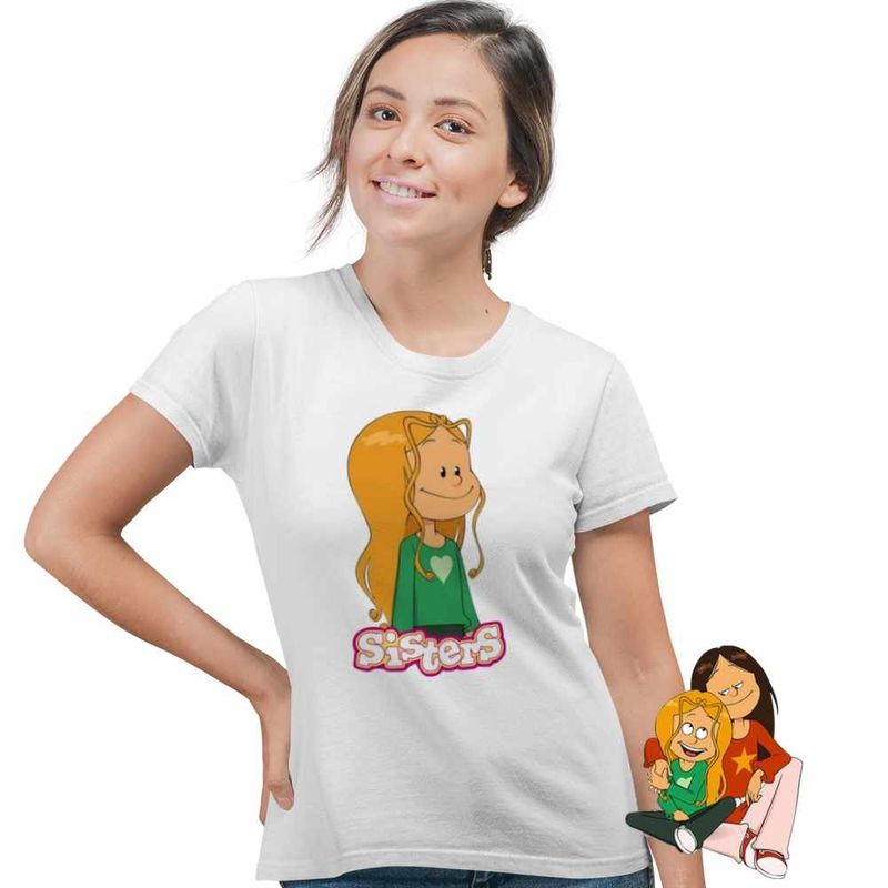 Fashion, accesorii si bijuterii - Femei - Imbracaminte femei - Tricouri si topuri femei - Tricou Femei Surorile Marine The Sisters Desene Animate, alb, marime L - Infinity.ro