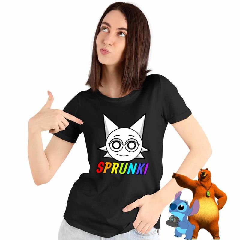 Fashion, accesorii si bijuterii - Femei - Imbracaminte femei - Tricouri si topuri femei - Tricou Femei Sprunki Music Game Wenda, negru, marime S - Infinity.ro