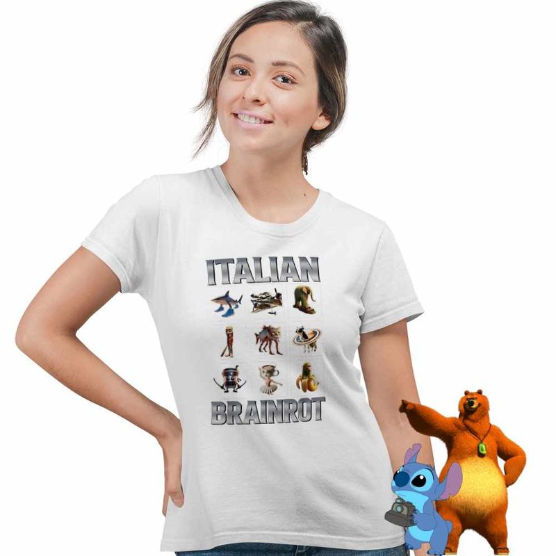 Fashion, accesorii si bijuterii - Femei - Imbracaminte femei - Tricouri si topuri femei - Tricou Femei Tralalero Crocodilo Sahur Cappucino Italian Meme Brainrot Brain Rot, alb, marime 3XL - Infinity.ro