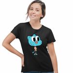 Fashion, accesorii si bijuterii - Femei - Imbracaminte femei - Tricouri si topuri femei - Tricou Femei Gumball Desene Animate, negru, marime S - Infinity.ro