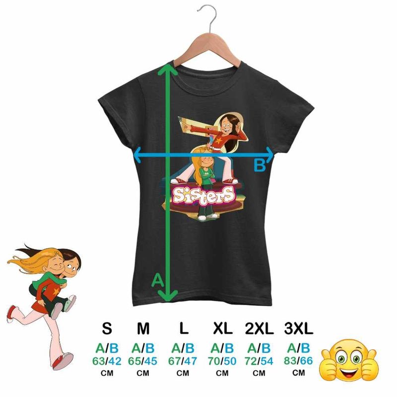 Fashion, accesorii si bijuterii - Femei - Imbracaminte femei - Tricouri si topuri femei - Tricou Femei Surorile Desene Animate The Sisters, negru, marime XL - Infinity.ro