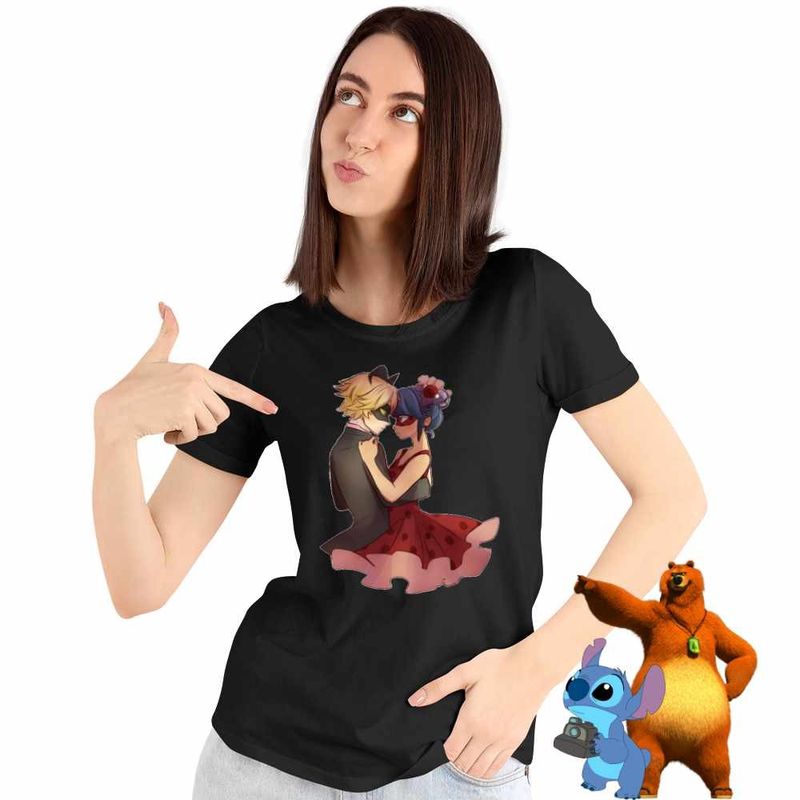 Fashion, accesorii si bijuterii - Femei - Imbracaminte femei - Tricouri si topuri femei - Tricou Femei Miraculos Marinette Adrien Dans, negru, marime XL - Infinity.ro