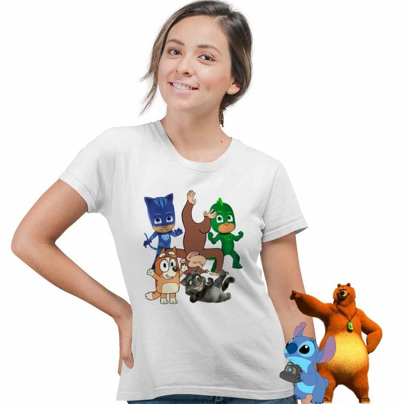 Fashion, accesorii si bijuterii - Femei - Imbracaminte femei - Tricouri si topuri femei - Tricou Femei Curiosul George Eroi Pijama Bingo Tom, alb, marime L - Infinity.ro