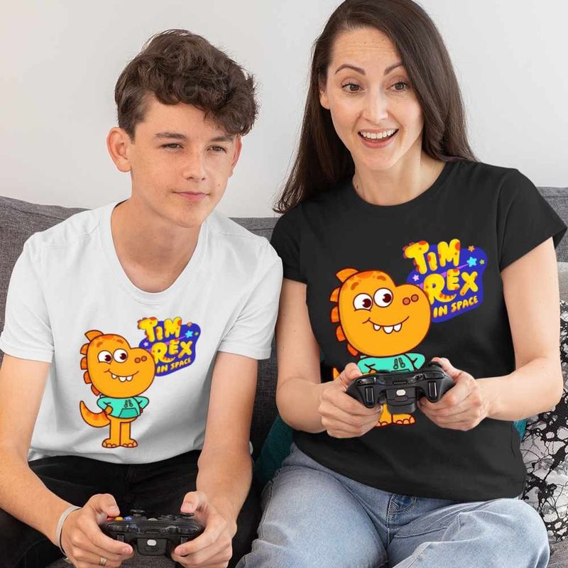 Fashion, accesorii si bijuterii - Femei - Imbracaminte femei - Tricouri si topuri femei - Tricou Femei Tim Rex Tommy Spatiu Dinozauri Nasa, alb, marime L - Infinity.ro