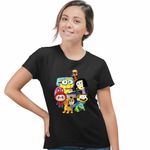 Fashion, accesorii si bijuterii - Femei - Imbracaminte femei - Tricouri si topuri femei - Tricou Femei Familia Green Labubu Paienjenel Tung Sahur Robogobo, negru, marime S - Infinity.ro