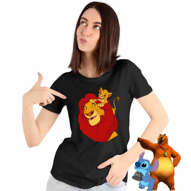 Fashion, accesorii si bijuterii - Femei - Imbracaminte femei - Tricouri si topuri femei - Tricou Femei Regele Leu Mufasa Simba, negru, marime M - Infinity.ro