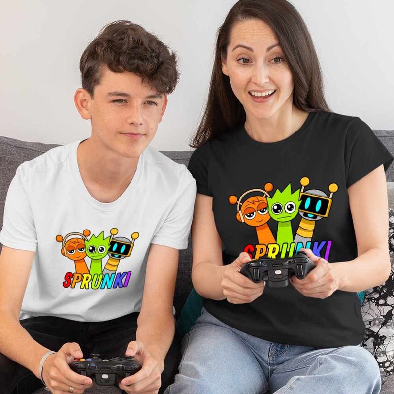 Fashion, accesorii si bijuterii - Femei - Imbracaminte femei - Tricouri si topuri femei - Tricou Femei Sprunki Music Maker Game, alb, marime S - Infinity.ro
