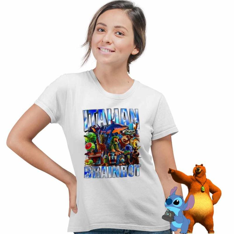 Fashion, accesorii si bijuterii - Femei - Imbracaminte femei - Tricouri si topuri femei - Tricou Femei Italian Retro Meme Shark Brainrot Italia, alb, marime L - Infinity.ro