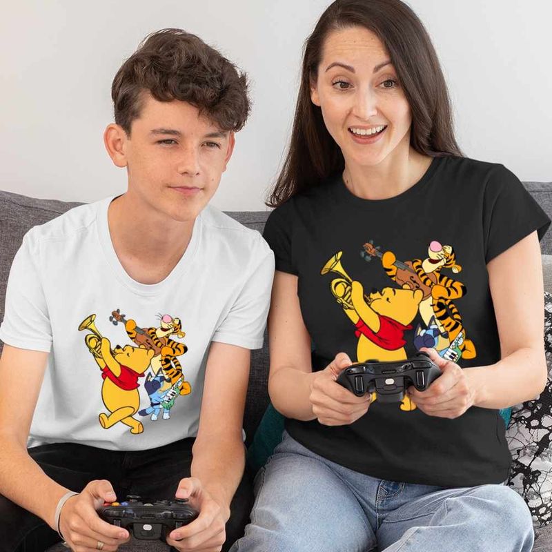 Fashion, accesorii si bijuterii - Femei - Imbracaminte femei - Tricouri si topuri femei - Tricou Femei Winnie the Pooh Bluey Blue Vioara Trompeta, alb, marime 2XL - Infinity.ro
