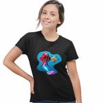 Fashion, accesorii si bijuterii - Femei - Imbracaminte femei - Tricouri si topuri femei - Tricou Femei Ariel Flounder Disney Mica Sirena, negru, marime S - Infinity.ro