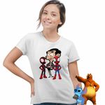 Fashion, accesorii si bijuterii - Femei - Imbracaminte femei - Tricouri si topuri femei - Tricou Femei Mr Bean Paienjenel Spiderman, alb, marime 2XL - Infinity.ro