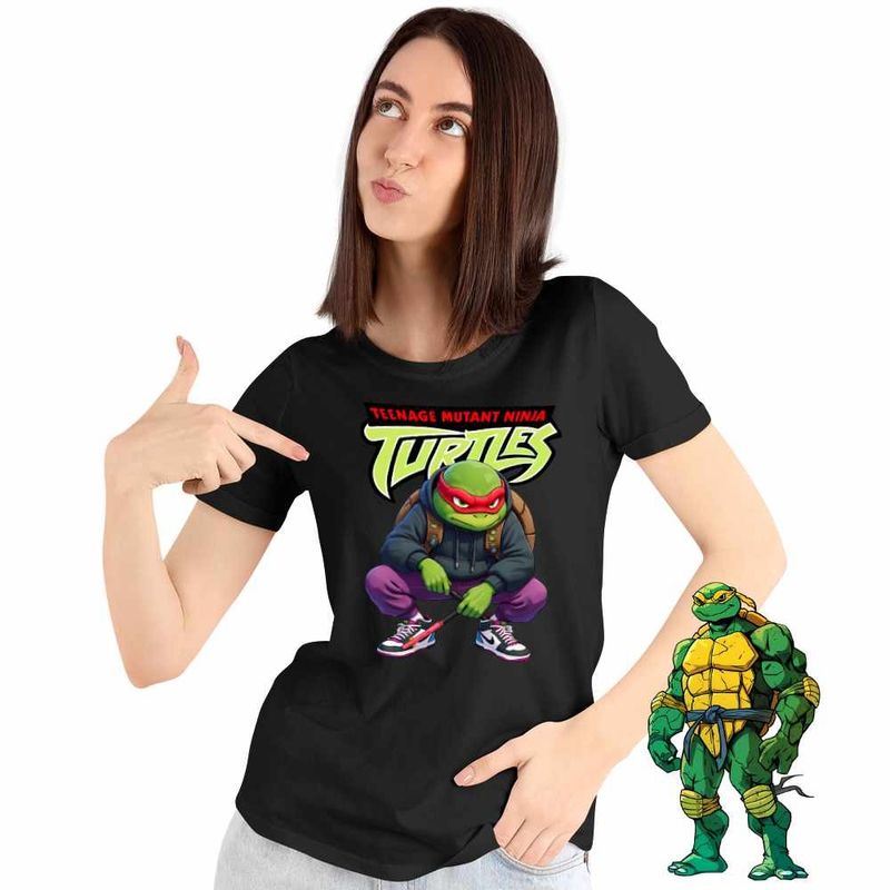 Fashion, accesorii si bijuterii - Femei - Imbracaminte femei - Tricouri si topuri femei - Tricou Femei Testoasele Ninja Revenge Mutant, negru, marime 2XL - Infinity.ro