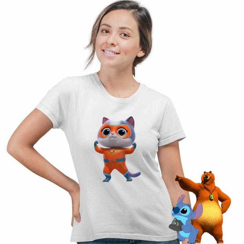 Fashion, accesorii si bijuterii - Femei - Imbracaminte femei - Tricouri si topuri femei - Tricou Femei Super Pisicute Ghem Buddy SuperKitties, alb, marime L - Infinity.ro