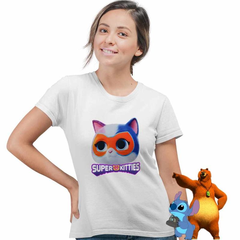 Fashion, accesorii si bijuterii - Femei - Imbracaminte femei - Tricouri si topuri femei - Tricou Femei Ghem Super Pisicute Buddy, alb, marime XL - Infinity.ro