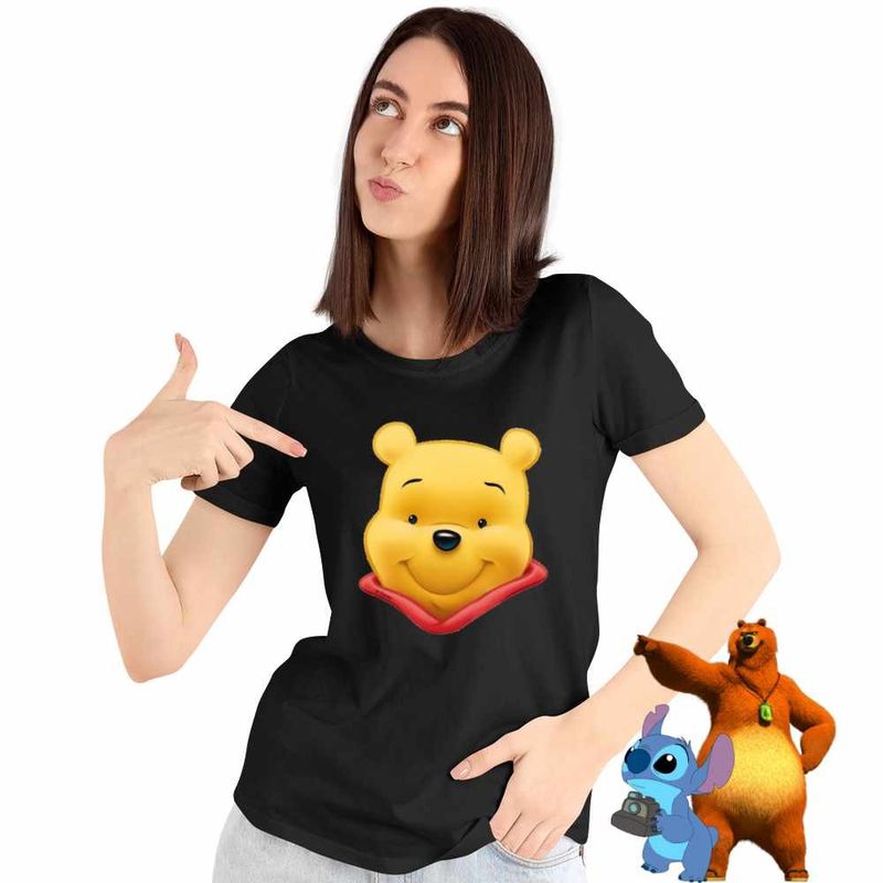 Fashion, accesorii si bijuterii - Femei - Imbracaminte femei - Tricouri si topuri femei - Tricou Femei Winnie the Puh Pooh Cartoon, negru, marime S - Infinity.ro