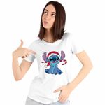 Fashion, accesorii si bijuterii - Femei - Imbracaminte femei - Tricouri si topuri femei - Tricou Femei Stitch Mos Craciun, alb, marime S - Infinity.ro