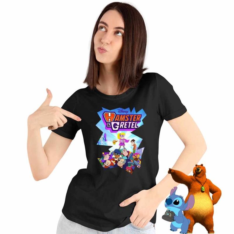 Fashion, accesorii si bijuterii - Femei - Imbracaminte femei - Tricouri si topuri femei - Tricou Femei Hamster Gretel Desen Animat, negru, marime 2XL - Infinity.ro