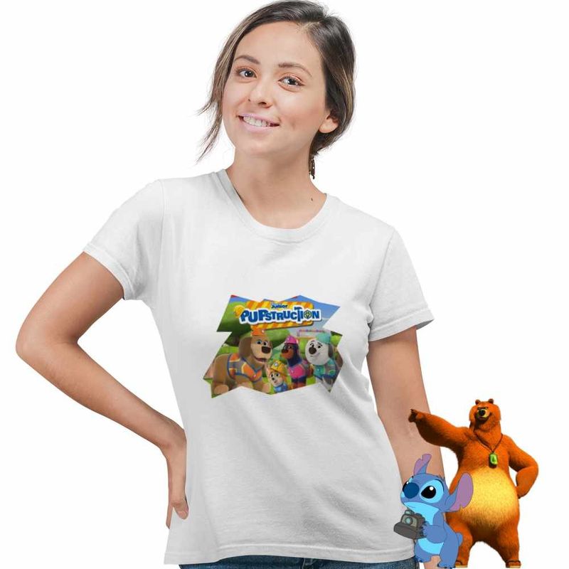 Fashion, accesorii si bijuterii - Femei - Imbracaminte femei - Tricouri si topuri femei - Tricou Femei Pupstruction Team Catelusi Constructori Disney, alb, marime XL - Infinity.ro