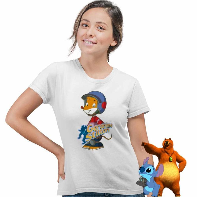 Fashion, accesorii si bijuterii - Femei - Imbracaminte femei - Tricouri si topuri femei - Tricou Femei Benjamin Geronimo Stilton Soricel Istet, alb, marime L - Infinity.ro