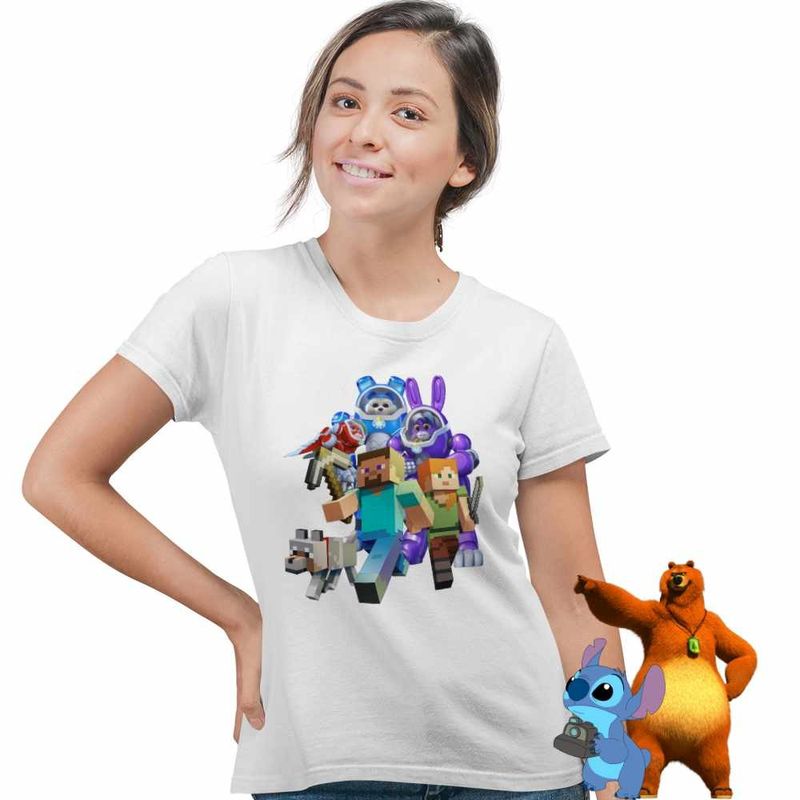 Fashion, accesorii si bijuterii - Femei - Imbracaminte femei - Tricouri si topuri femei - Tricou Femei Minecraft Robogobo, alb, marime S - Infinity.ro