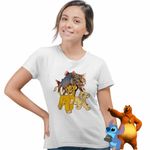 Fashion, accesorii si bijuterii - Femei - Imbracaminte femei - Tricouri si topuri femei - Tricou Femei Trulimero Trulichina Pisica Peste Regele Leu Simba, alb, marime L - Infinity.ro