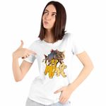 Fashion, accesorii si bijuterii - Femei - Imbracaminte femei - Tricouri si topuri femei - Tricou Femei Trulimero Trulichina Pisica Peste Regele Leu Simba, alb, marime L - Infinity.ro