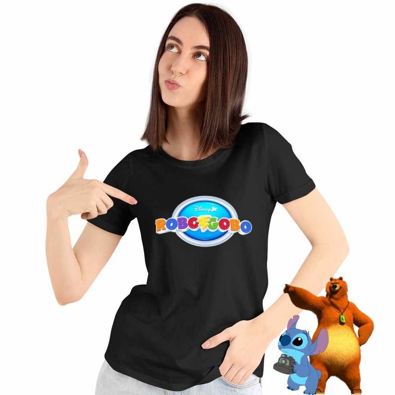 Fashion, accesorii si bijuterii - Femei - Imbracaminte femei - Tricouri si topuri femei - Tricou Femei Robogobo Logo, negru, marime 3XL - Infinity.ro