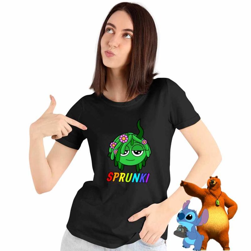 Fashion, accesorii si bijuterii - Femei - Imbracaminte femei - Tricouri si topuri femei - Tricou Femei Sprunki Green Sound Music Game, negru, marime 3XL - Infinity.ro