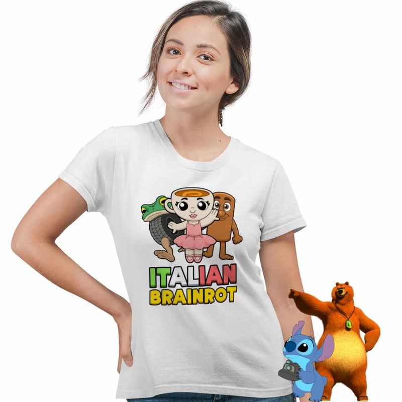 Fashion, accesorii si bijuterii - Femei - Imbracaminte femei - Tricouri si topuri femei - Tricou Femei Italian Ballerina Tung Boneca Brainrot Brain Rot, alb, marime 2XL - Infinity.ro