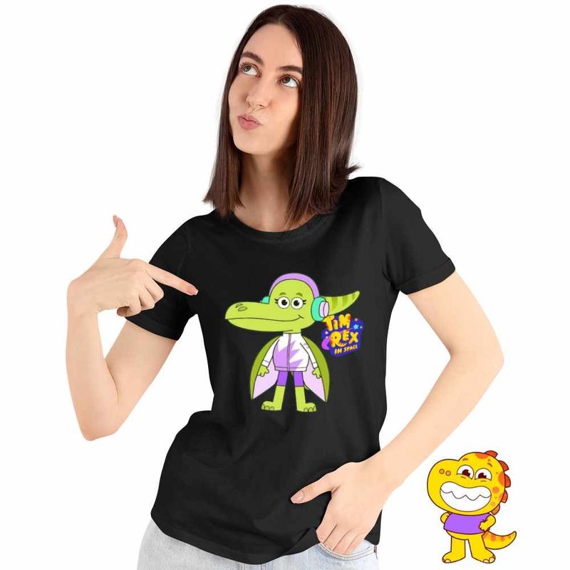Fashion, accesorii si bijuterii - Femei - Imbracaminte femei - Tricouri si topuri femei - Tricou Femei Tim Rex Terri Dactyl Pterodactil Spatiu Dinozauri, negru, marime 2XL - Infinity.ro
