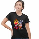 Fashion, accesorii si bijuterii - Femei - Imbracaminte femei - Tricouri si topuri femei - Tricou Femei Garda Felina Paienjenel Super Pisicute, negru, marime M - Infinity.ro