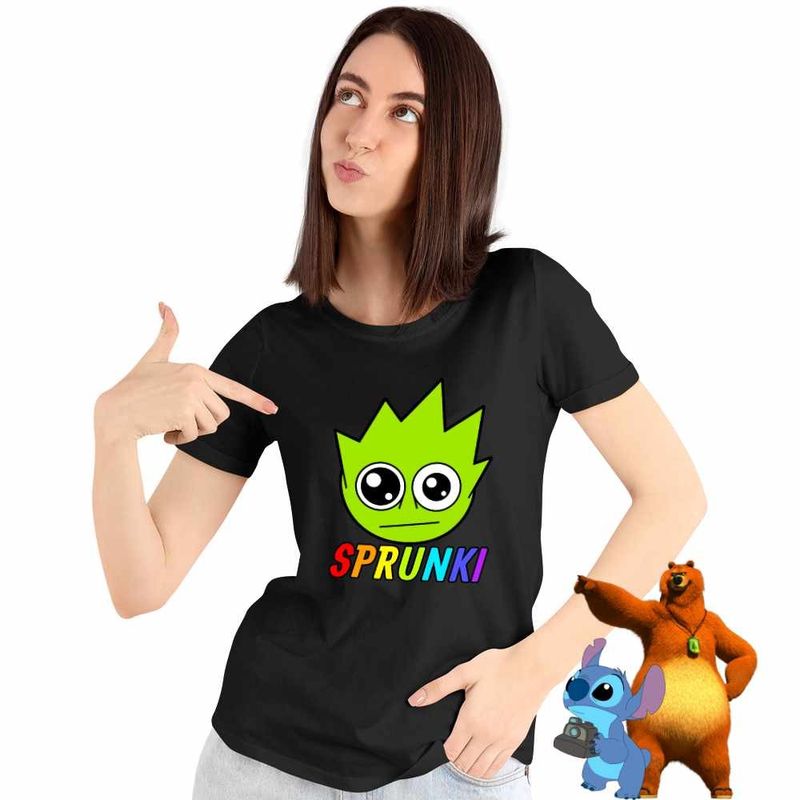 Fashion, accesorii si bijuterii - Femei - Imbracaminte femei - Tricouri si topuri femei - Tricou Femei Sprunki Lime Song Music Game, negru, marime L - Infinity.ro