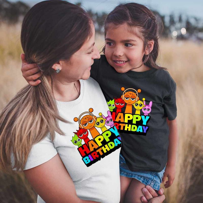 Fashion, accesorii si bijuterii - Femei - Imbracaminte femei - Tricouri si topuri femei - Tricou Femei Sprunki Happy Birthday Gamer, negru, marime L - Infinity.ro