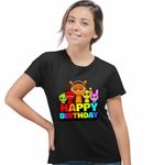 Fashion, accesorii si bijuterii - Femei - Imbracaminte femei - Tricouri si topuri femei - Tricou Femei Sprunki Happy Birthday Gamer, negru, marime L - Infinity.ro
