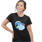 Fashion, accesorii si bijuterii - Femei - Imbracaminte femei - Tricouri si topuri femei - Tricou Femei Stitch Baby Sleep, negru, marime XL - Infinity.ro