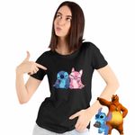 Fashion, accesorii si bijuterii - Femei - Imbracaminte femei - Tricouri si topuri femei - Tricou Femei Stitch Angel Experiment, negru, marime 3XL - Infinity.ro