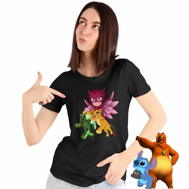 Fashion, accesorii si bijuterii - Femei - Imbracaminte femei - Tricouri si topuri femei - Tricou Femei Owlette Creeper Garda Felina Kion, negru, marime 2XL - Infinity.ro