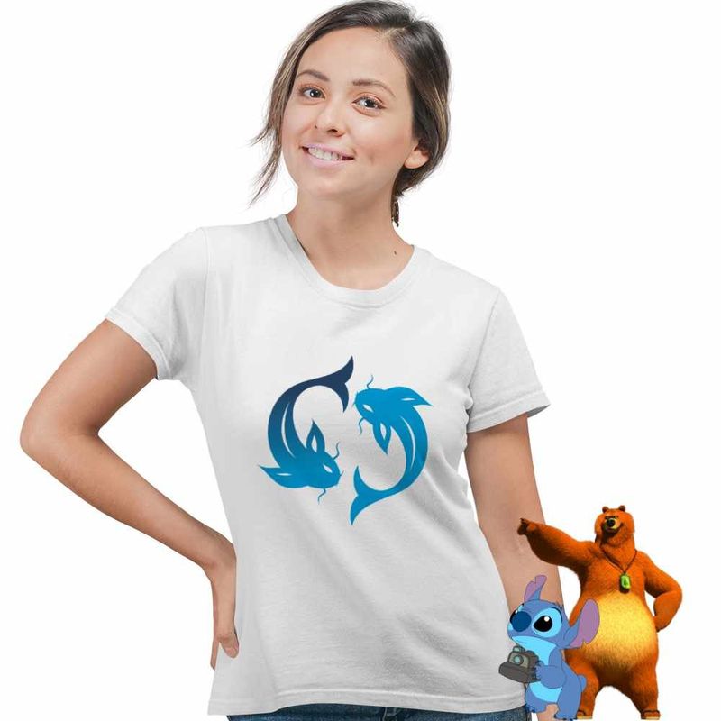 Fashion, accesorii si bijuterii - Femei - Imbracaminte femei - Tricouri si topuri femei - Tricou Femei Pesti Horoscop Zodie Astrologie Pisces, alb, marime 2XL - Infinity.ro