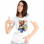 Fashion, accesorii si bijuterii - Femei - Imbracaminte femei - Tricouri si topuri femei - Tricou Femei StuGo Tung Sahur Lemingi Bunica Green Maimuta George Eroi Pijama, alb, marime L - Infinity.ro