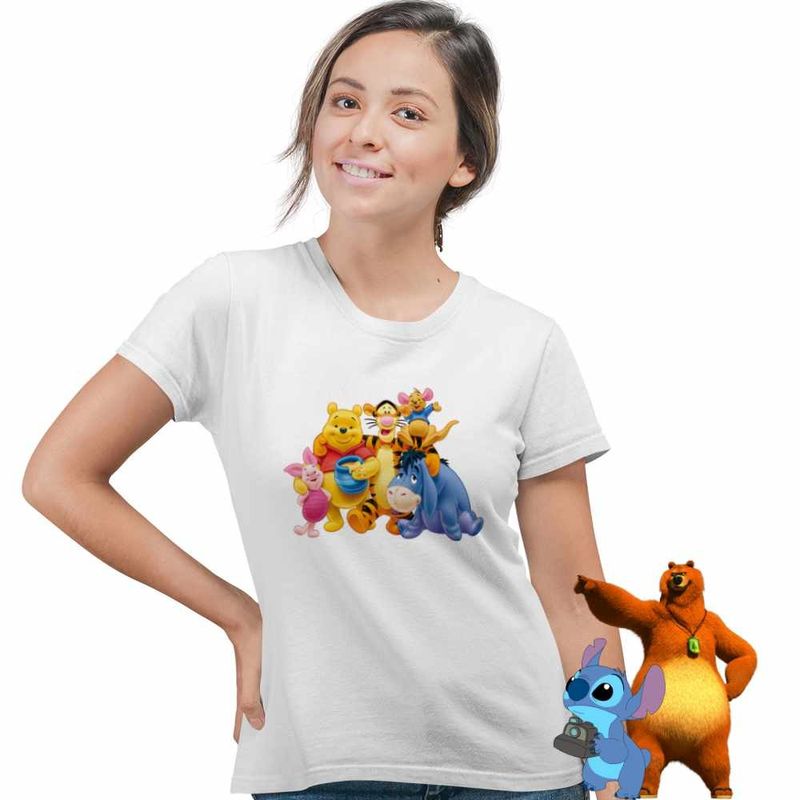 Fashion, accesorii si bijuterii - Femei - Imbracaminte femei - Tricouri si topuri femei - Tricou Femei Ursuletul Winnie the Pooh Familie Puh, alb, marime 3XL - Infinity.ro