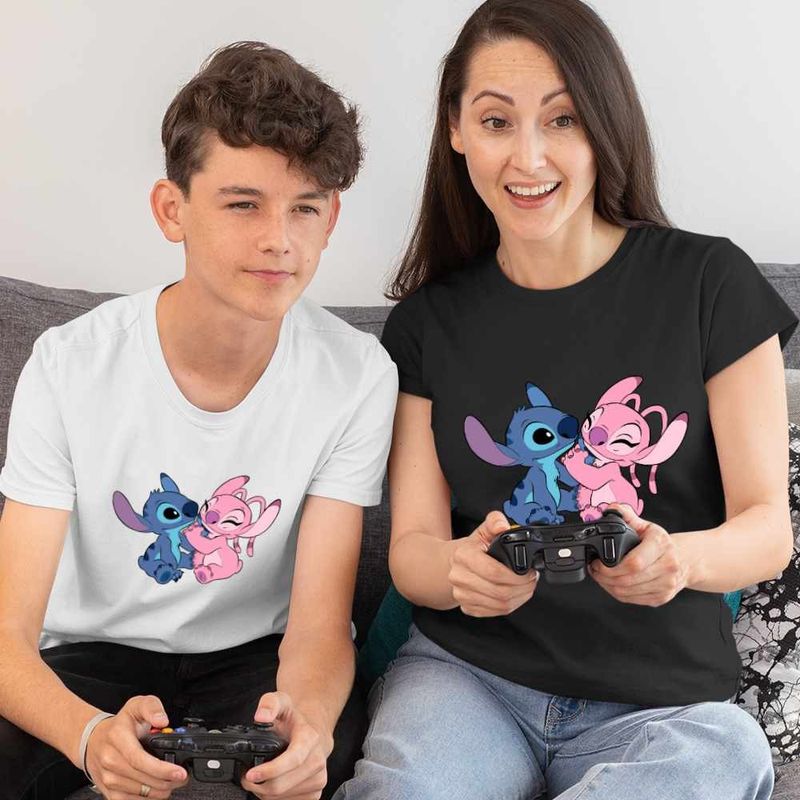 Fashion, accesorii si bijuterii - Femei - Imbracaminte femei - Tricouri si topuri femei - Tricou Femei Stitch Angel Love Dragobete Valentines Day, alb, marime 3XL - Infinity.ro