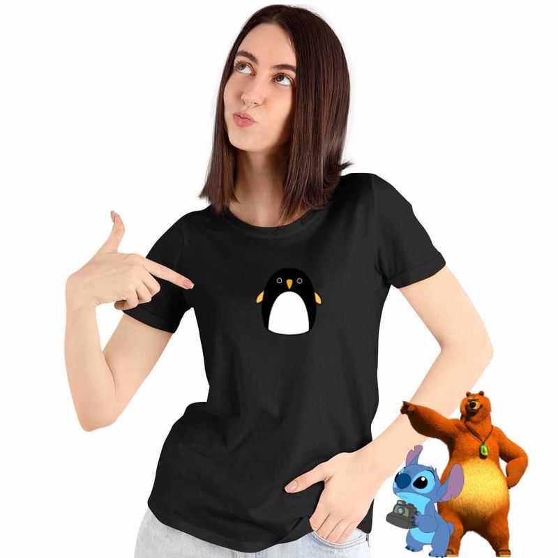 Fashion, accesorii si bijuterii - Femei - Imbracaminte femei - Tricouri si topuri femei - Tricou Femei Squishmallows Pinguin Antartica, negru, marime XL - Infinity.ro