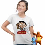 Fashion, accesorii si bijuterii - Femei - Imbracaminte femei - Tricouri si topuri femei - Tricou Femei Mr Bean Teddy Bear Happy, alb, marime S - Infinity.ro