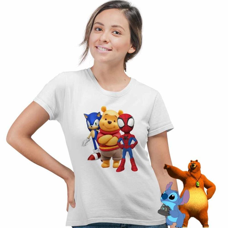 Fashion, accesorii si bijuterii - Femei - Imbracaminte femei - Tricouri si topuri femei - Tricou Femei Sonic Winnie Spidey Spiderman, alb, marime S - Infinity.ro