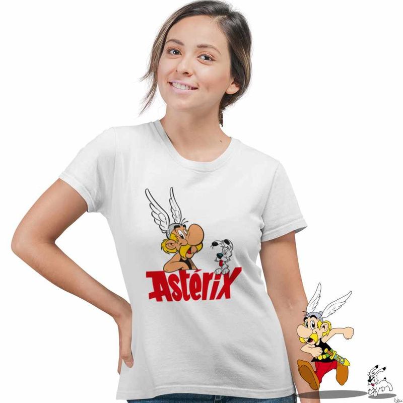 Fashion, accesorii si bijuterii - Femei - Imbracaminte femei - Tricouri si topuri femei - Tricou Femei Asterix Dogmatix Aventuri, alb, marime 2XL - Infinity.ro