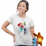 Fashion, accesorii si bijuterii - Femei - Imbracaminte femei - Tricouri si topuri femei - Tricou Femei Ariel Eric Flounder Mica Sirena, alb, marime M - Infinity.ro