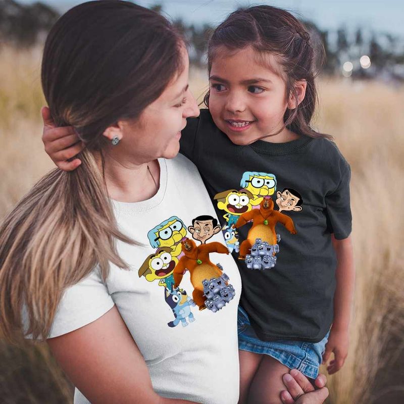 Fashion, accesorii si bijuterii - Femei - Imbracaminte femei - Tricouri si topuri femei - Tricou Femei Familia Green Mr Bean Grizzy Lemingii Bluey Ursu Bunica, negru, marime 3XL - Infinity.ro